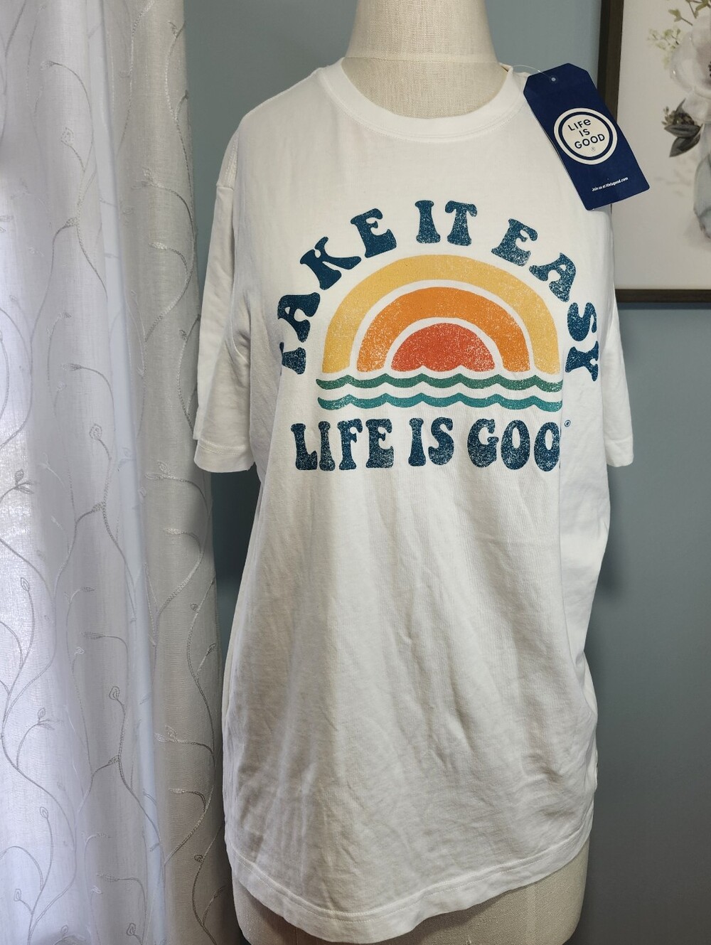 Life Is Good Take It Easy White Graphic Tee  Medium
